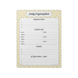 Organização diária - Bloco de notas amarelo Gingha