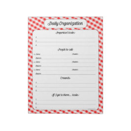 Organização diária - Bloco de notas Red Gingham