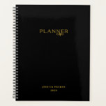 Organizador Profissional Preto Personalizado do Te<br><div class="desc">Planeador negro e ouro elegante com personalização de nome. Excelente para consultores,  troca de conferências ou kits de funcionários de marca. Encomenda em massa para presentes no cliente ou no embarque.</div>