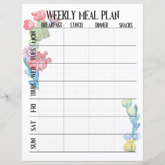 Organizador semanal do plano de refeições