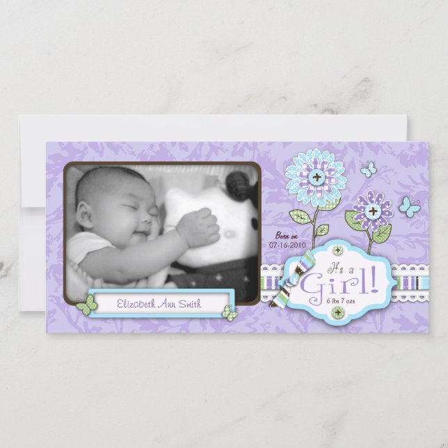 Organza Flowers Cartão com fotos Lav (Frente)