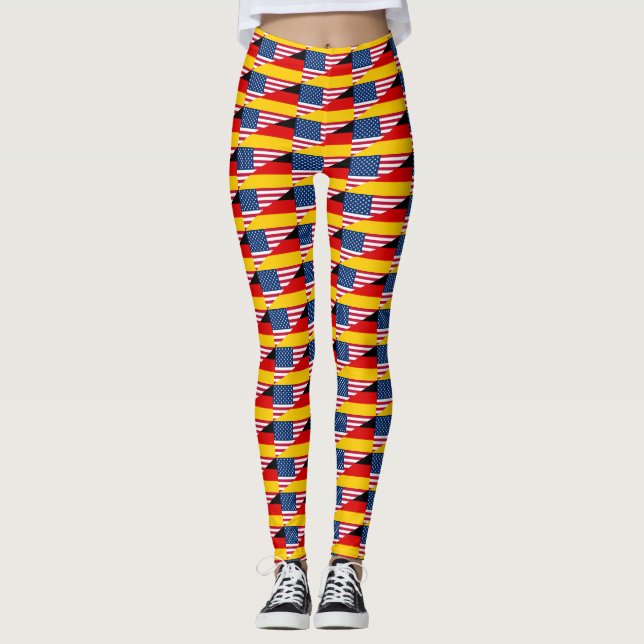 Orgulho Alemão-Americano Leggings de Bandeiras na  (Frente)
