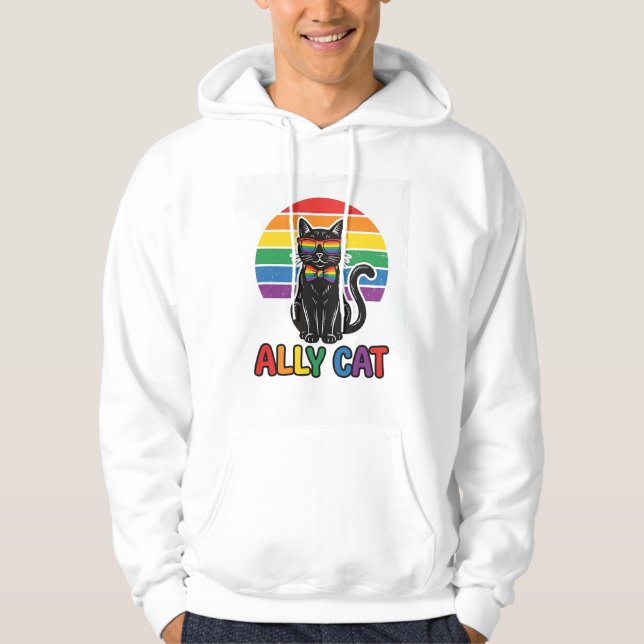 Orgulho Arco-íris do Gato Aliado Camisa de Gato Vi (Frente)