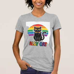 Orgulho Arco-íris do Gato Aliado Camisa de Gato Vi