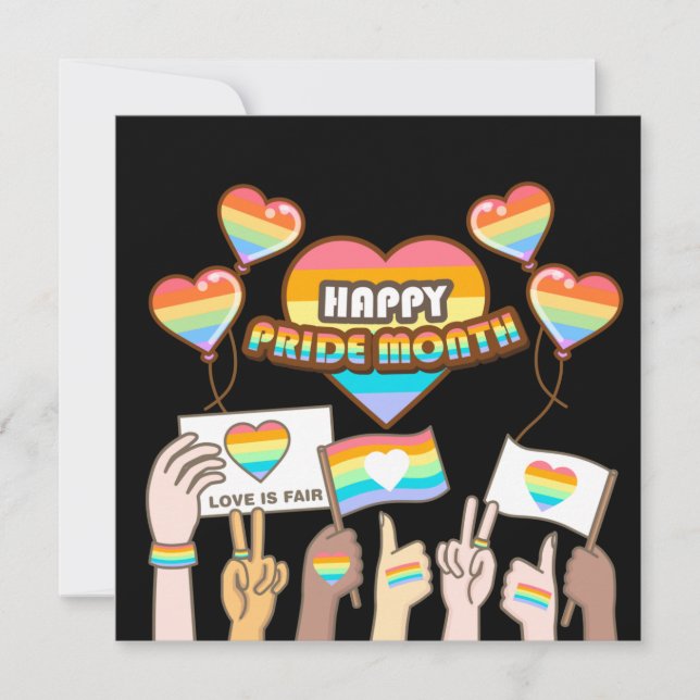 Orgulho de amor. O amor é justo. Mês do orgulho. (Frente)