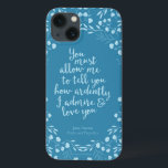 Orgulho e Preconceito Citação do Amor Floral<br><div class="desc">Perfeito para amantes de livros e fãs de Jane Austen. Esta adorável fonecase de livro apresenta um design azul floral em torno da citação "Você deve permitir-me dizer-lhe quão ardentemente eu te admiro e amo" - a declaração de amor do Sr. Darcy para Elizabeth Bennet no Orgulho e Preconceito de...</div>