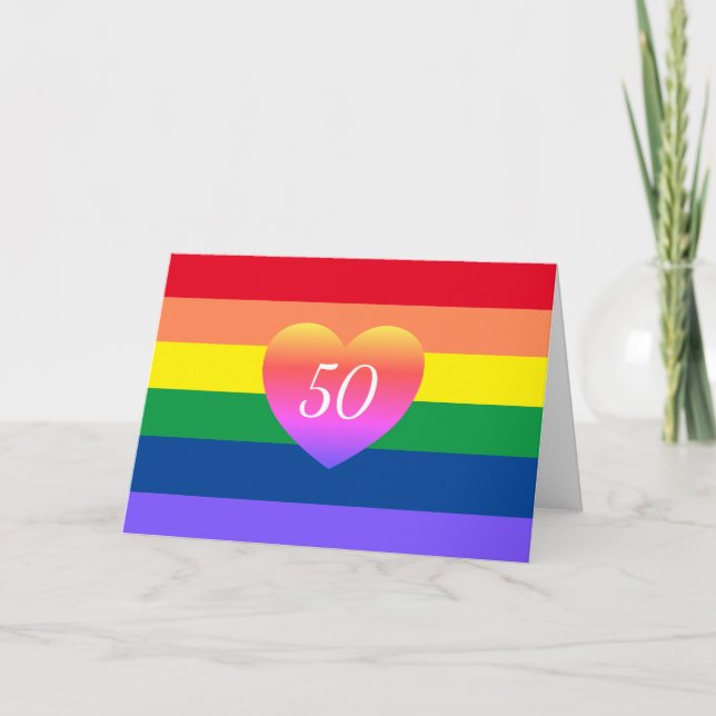 Orgulho gay 50 Fabulosa Cartão Arco-Íris de Aniver (Frente)