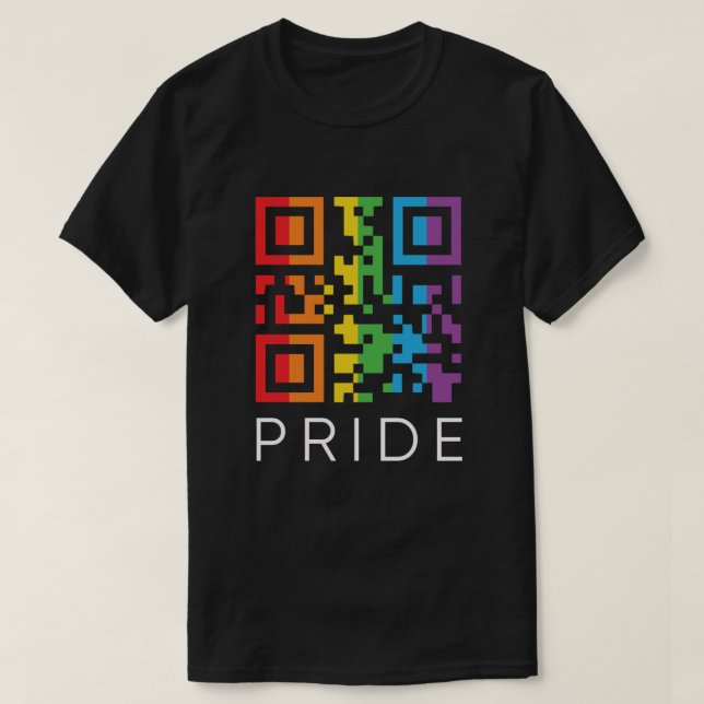 Orgulho Rainbow QR Code LGBTQIA+ T-Shirt (Frente do Design)