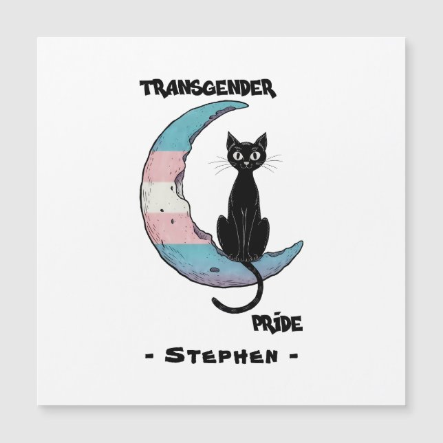 Orgulho Transgênero - Gato Negro na Lua de Sinaliz (Frente)