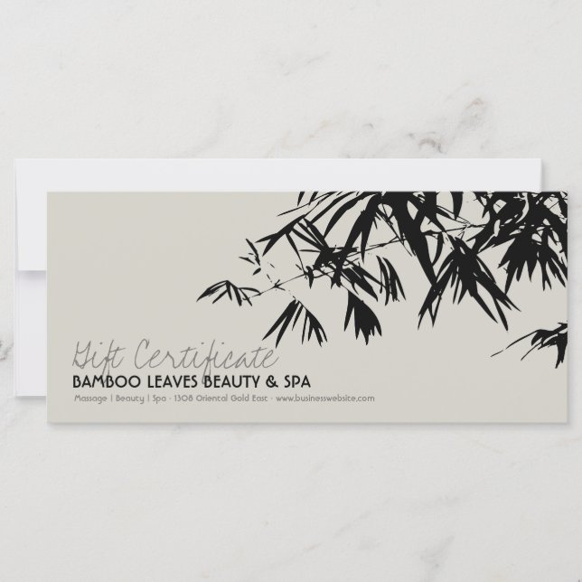 Oriental Bamboo deixa Zen Spa Gift Certificate (Frente)