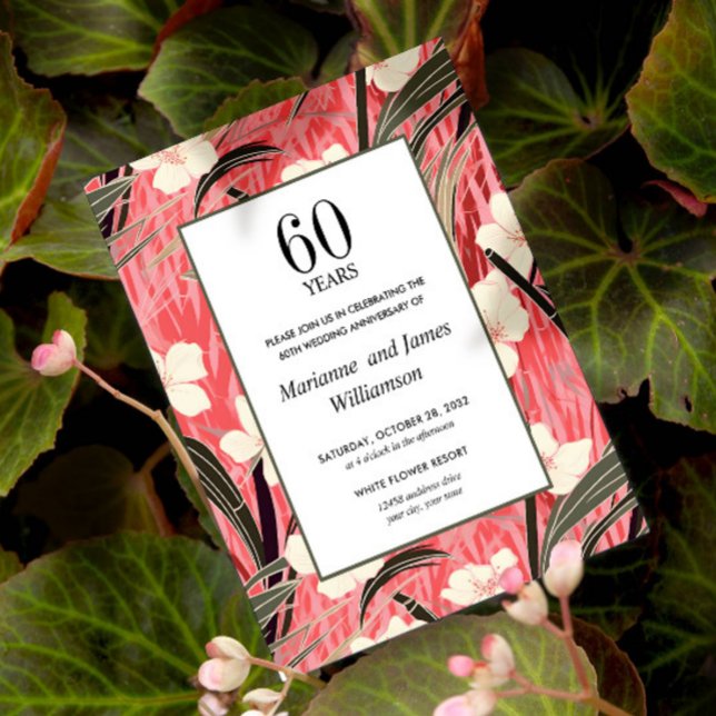 Oriental Bamboo Japonês Flor 60 Aniversário (ELEGANT ASIAN JAPANESE GARDEN INSPIRED 60TH WEDDING INVITATION BUDGET LOW COST)