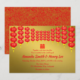 Oriental Red Lanterns Xi Convite para Casamento Ch