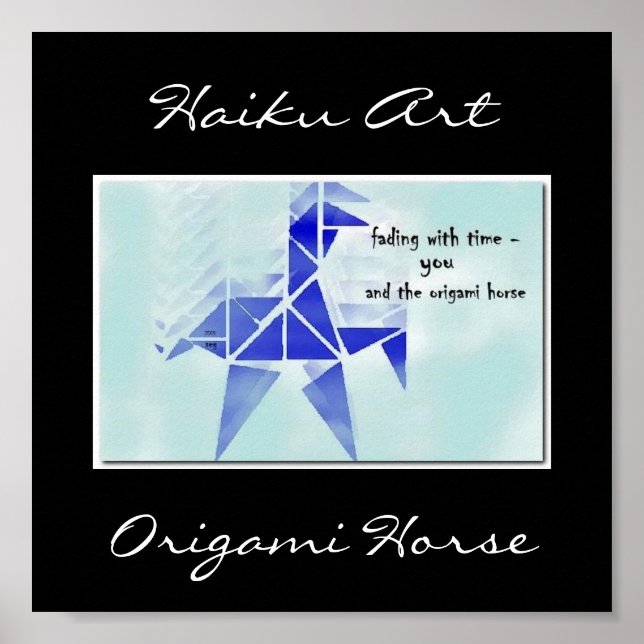 Origami Horse Haiku Art Impressão (Frente)