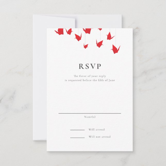 Origami Paper Cranes Weding RSVP (Frente)