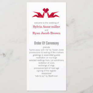 origami red cranes programas de casamento