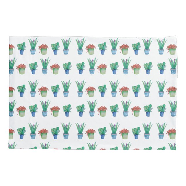 Original watercolor plant design Pillowcase (Verso)