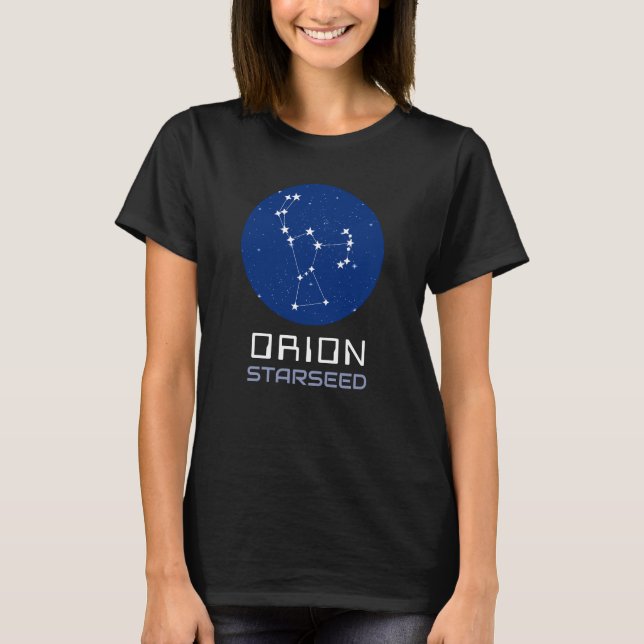 Orion StarSeed T-Shirt - Design Azul e Branco (Frente)