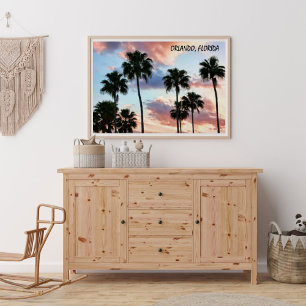 Orlando, Flórida, Nuvens Rosa e Palmeiras Poster