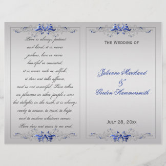 Ornamentado Blue Silver Floral Swirls - Programa d