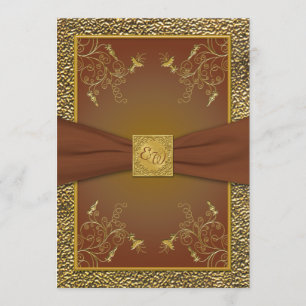 Ornamentado Brown e Convite para Casamento de Mono