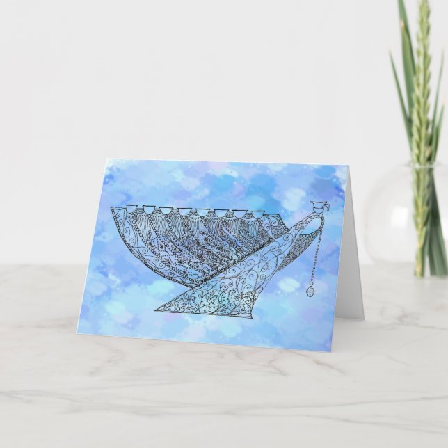 Ornamentado Chanukah Menorah Cartão Saudável Perso (Frente)