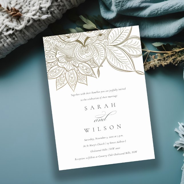 Ornamentado Clássico Paisley Ivory Convite de casa (Criador carregado)