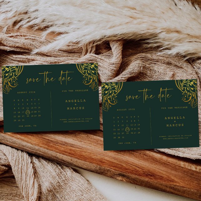 Ornamentado Dourado Amigos Salvem O Cartão De Data (Criador carregado)