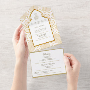 Ornamentado Dourado DO CASAMENTO Islâmico NIKAH W