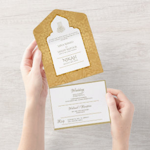 Ornamentado Dourado DO CASAMENTO Islâmico NIKAH W