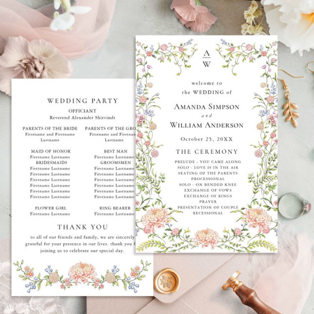 Ornamentado Grace Pastel Blush Ceremony Program (Criador carregado)