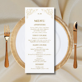 Ornamentado Monograma Barroco Menu Casamento