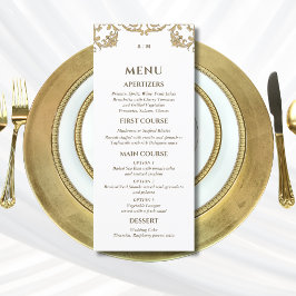 Ornamentado Monograma Barroco Menu Casamento