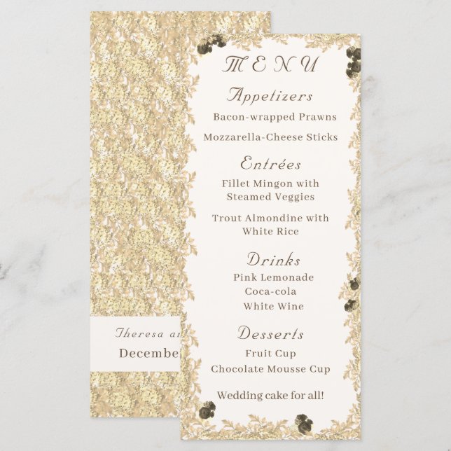 Ornamentado Rosa - Menu plano (Frente/Verso)