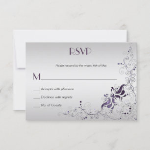 Ornamentado roxo em RSVP prateado
