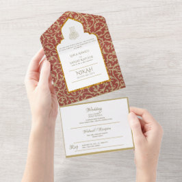 Ornamentado Vermelho Dourado NIKAH WALLIMAH