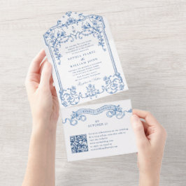 Ornamentado vitoriano Grace Floral Blue Casamento 
