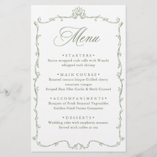 Ornamentado Vitoriano Grace Sage Green WedeMenu