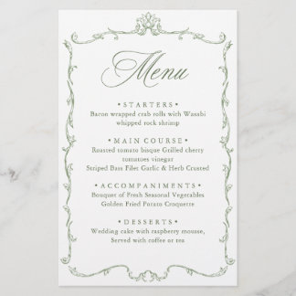 Ornamentado Vitoriano Grace Sage Green WedeMenu