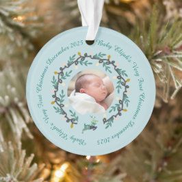 Ornamento 1º Veado de Natal com Acrílico Verde-água e Grinal