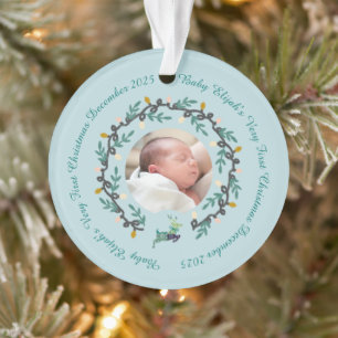Ornamento 1º Veado de Natal com Acrílico Verde-água e Grinal