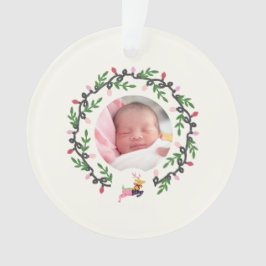 Ornamento 1º Veado de Natal com Coroa de Natal Acrílico Pers