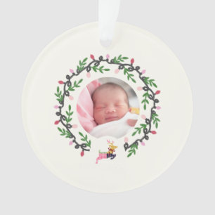 Ornamento 1º Veado de Natal com Coroa de Natal Acrílico Pers