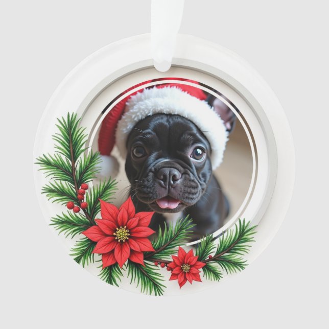 Ornamento 1st Christmas 2-sided “Paws & Poinsettias” (Frente)