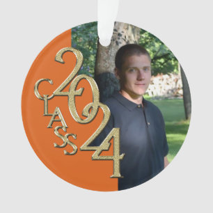 Ornamento 2024 Foto de Formatação Laranja e Dourada