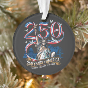 Ornamento 250 Anos de Aniversário da América 1776 2026