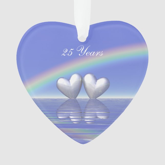 Ornamento 25 Anniversário do Silver Hearts (Frente)