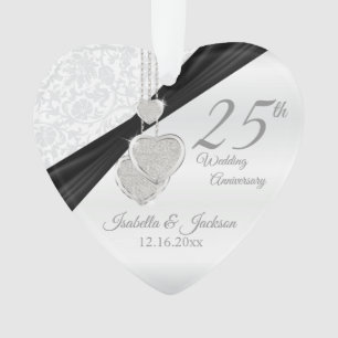 Ornamento 25 Silver Weding Anniversário KeepsasaDesign