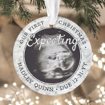 Ornamento 2 Foto Bebê Ultrassom Novos Pais Faux Marble<br><div class="desc">Celebre o presente de precioso de seu mais novo membro da família com um na moda de 2 fotos em torno do ornamento acrílico de mármore faux. A design neutra em termos de gênero é adequada para um novo menino ou menina. Palavras e imagens neste modelo são simples de personalizar,...</div>