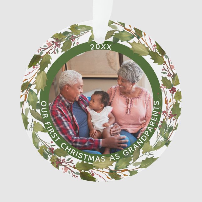 Ornamento 2-Foto Nosso Natal De 1rua como Fúria De Avós (Frente)