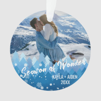 Ornamento 2 Fotos Azul Cor Feliz e Brilho